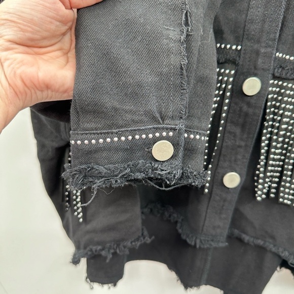 JW SIGNAUTRE L. ANGELES Black fringe STUD cowboy concert core woman jacket L - Picture 6 of 15